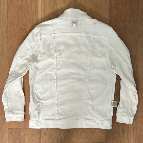 CURRENT/ELLIOT Oversized White Trucker Denim Jacket, White Tattered - 1, Small - Picture 12 of 16